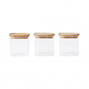 Set of 3 square glass storage jars