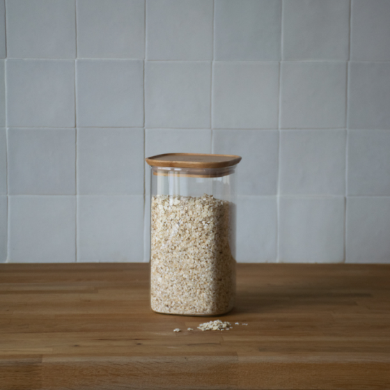 Square Glass and Bamboo Storage Canister