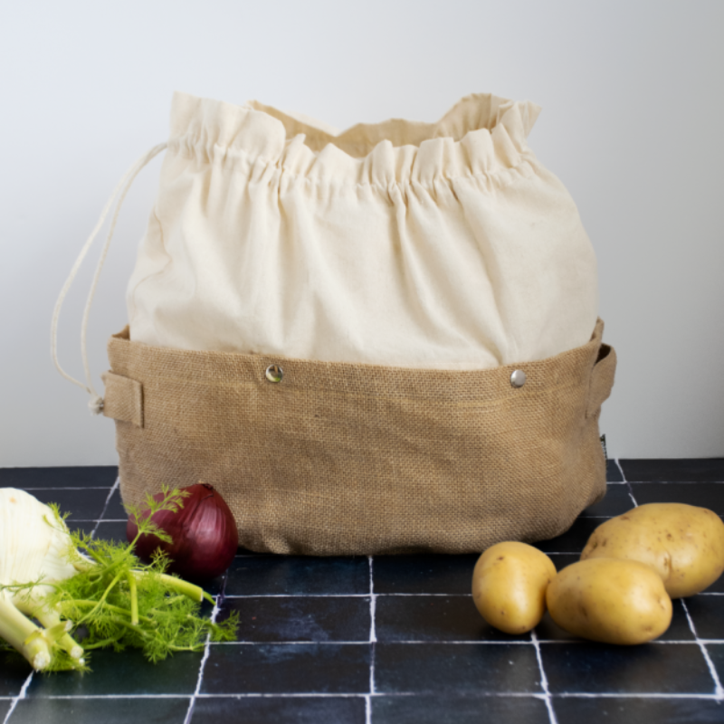 Corbeille de Conservation et Sac Amovible en Coton Bio