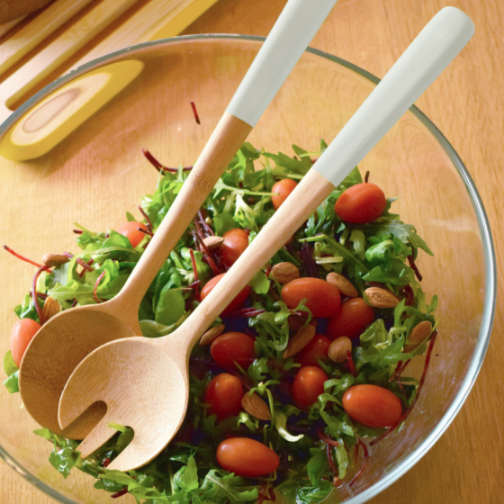 Cream Bamboo Salad Servers