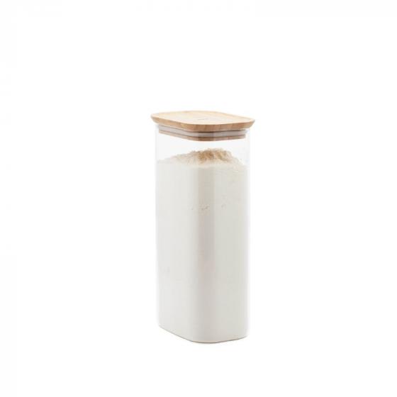 Rectangular Glass and Bamboo Storage Canister