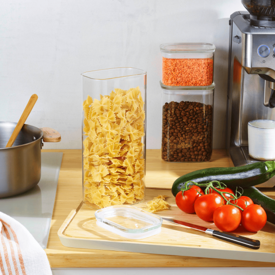 Set of 3 Rectangular Glass Storage Canisters