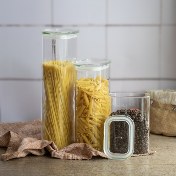 Rechteckiger Vorratsbehälter Aus Glas Mit Glasdeckel