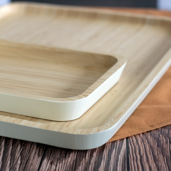 Bamboo tray with cream bevelled edges