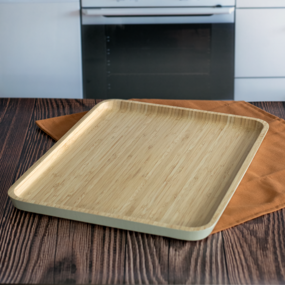 Bamboo tray with cream bevelled edges