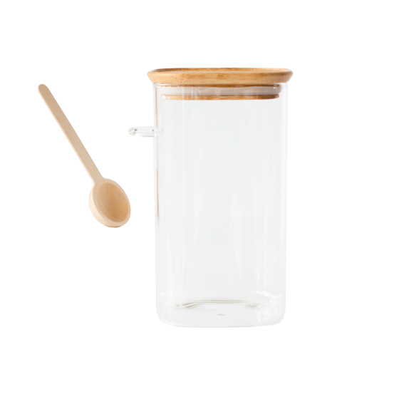 Boîte de Conservation Carrée en Verre avec Cuillère à Doser intégrée