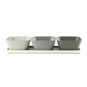 Aperitif-Set: 3 Schalen Und Tablett