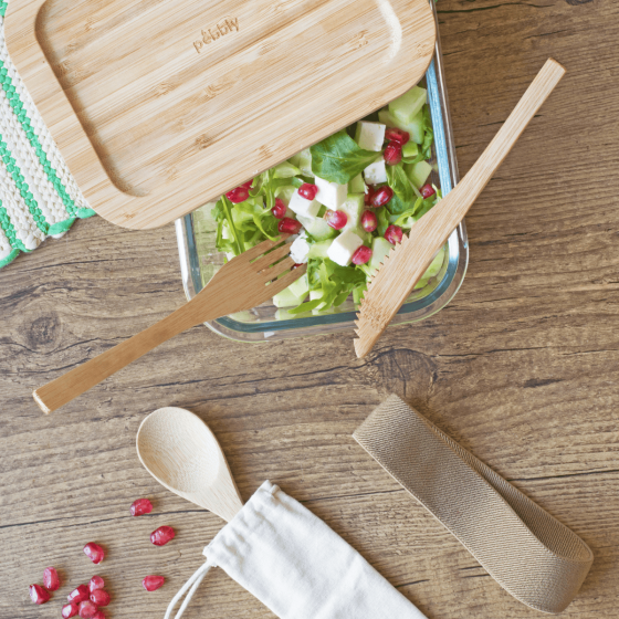 Lunchbox en Verre et ses Couverts en Bambou