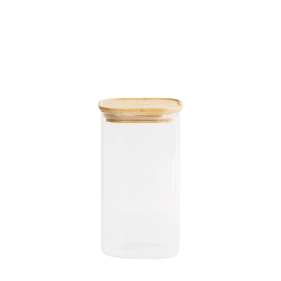 Square Glass and Bamboo Storage Canister