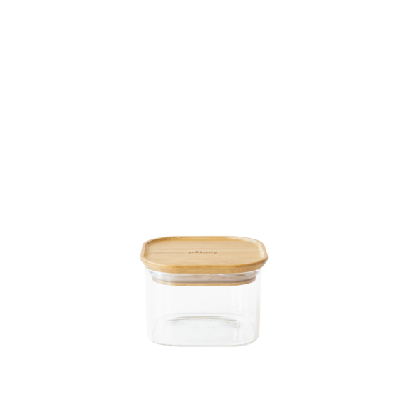 Square Glass and Bamboo Storage Canister