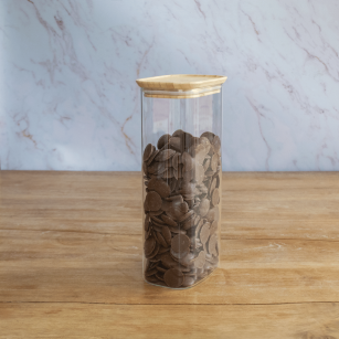Rechteckiger Vorratsbehälter Aus Glas Mit Bambusdeckel
