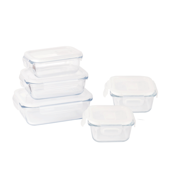 Set of 5 glass storage jars