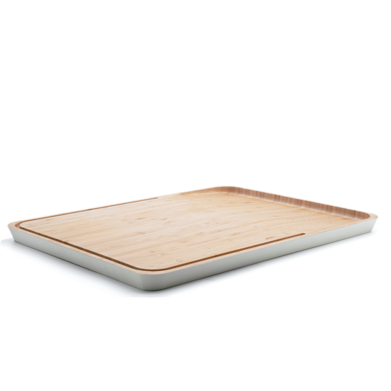 Slanted Bamboo Cutting Board - Cream Border