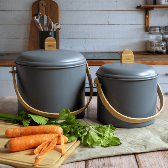 Seau à Compost d'intérieur en Acier avec Filtre Anti-Odeurs - 7 L