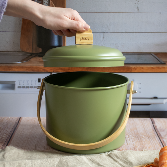 Indoor Steel Compost Bucket with Odor Filter - 3.5 L