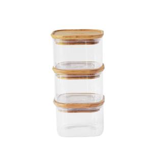Set of 3 square glass storage jars