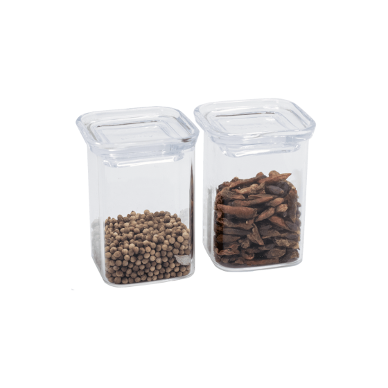 Set de 2 Boîtes de Conservation à Épices en Verre