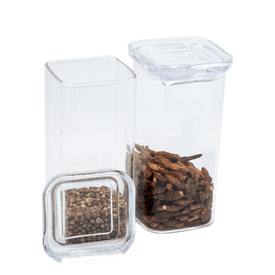 Set of 2 glass spice jars