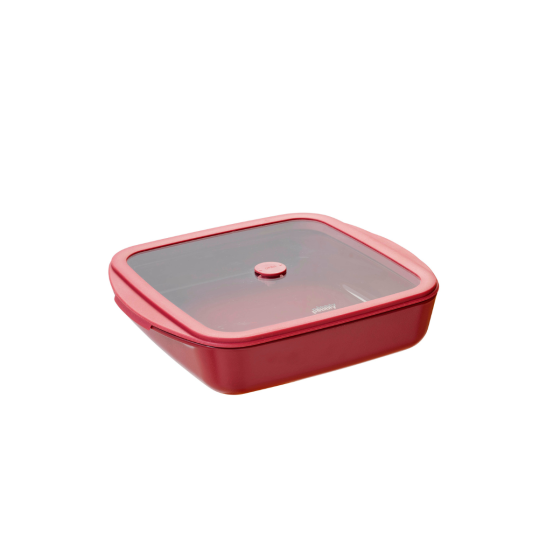 Plat à Four carré en Verre et son couvercle - 1,6 litres - 2 coloris
