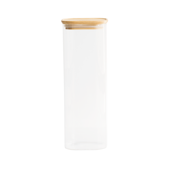 Square Glass and Bamboo Storage Canister