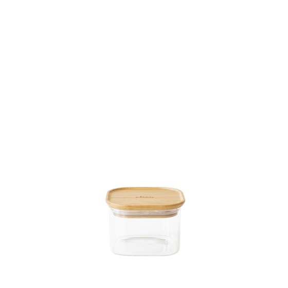 Quadratischer Glasbehälter Mit Bambusdeckel - 500 ml