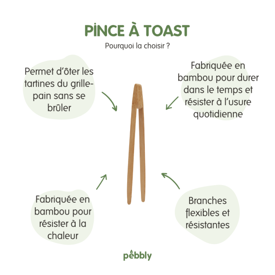 Pince à toast en bambou - naturelle - non aimantée