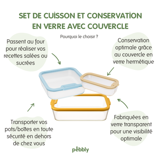 Set Cuisson et Conservation en Verre - 3 pièces