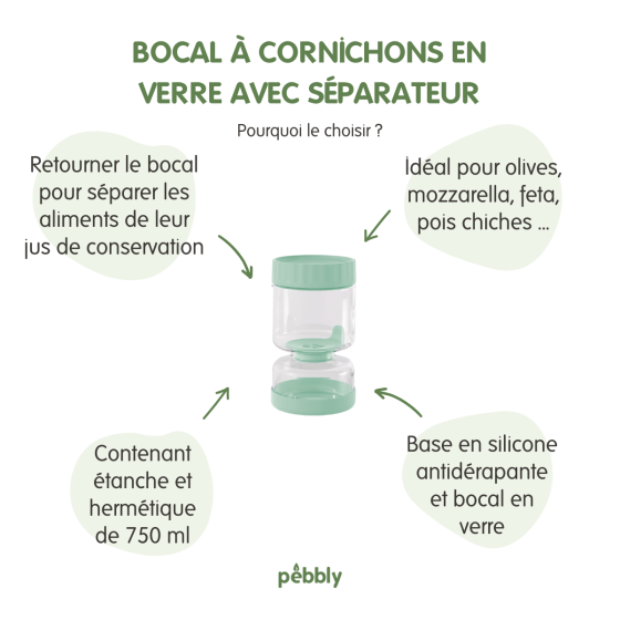 Bocal à Cornichons en Verre & sa Pince