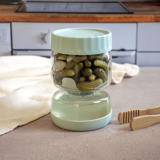 Bocal à Cornichons en Verre & sa Pince