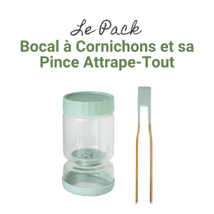 Bocal à Cornichons en verre de 900 ml & sa Pince Attrape-Tout