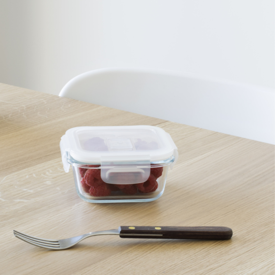 2 quadratische Glasbehälter (320 und 800 ml)
