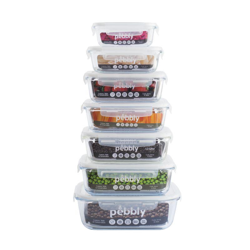3 rectangular glass jars (1, 1.2 and 1.5 litres)