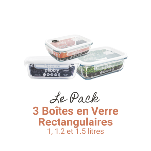 3 rectangular glass jars (1, 1.2 and 1.5 litres)