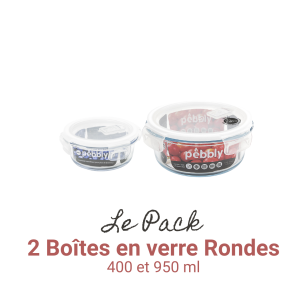 2 Boîtes en Verre Rondes (400 et 950 ml)