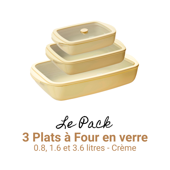 3 Glass Baking Dishes - Cream