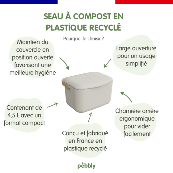 Seau à Compost Rectangulaire en Plastique Recyclé