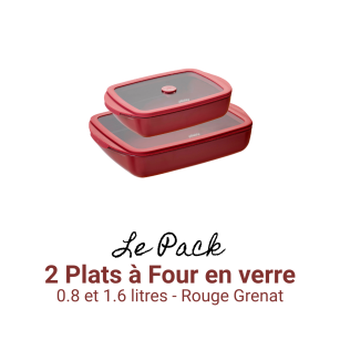 2 Plats à Four en Verre - Rouge Grenat