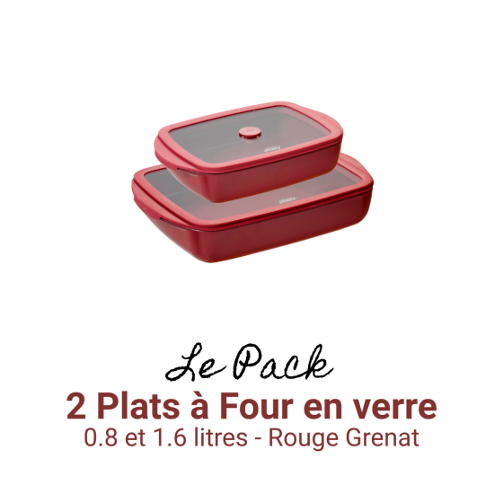 2 Plats à Four en Verre - Rouge Grenat