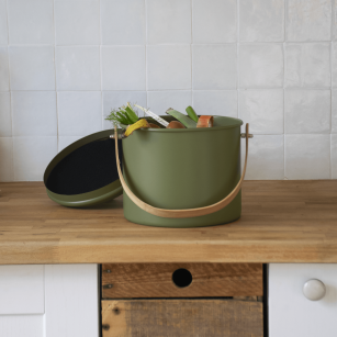 Kompostset: Eimer (7l, Olive) + Filter + Biobeutel