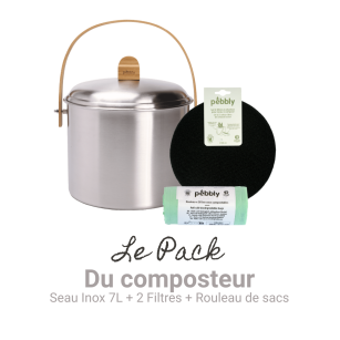 Kompostset: Eimer (7l, Edelstahl) + Filter + Biobeutel