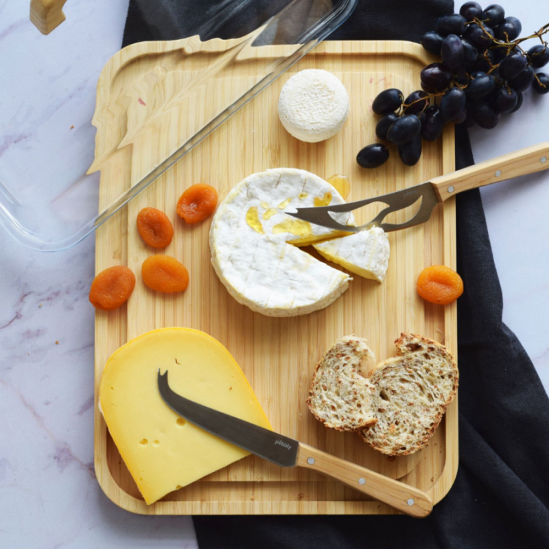 Plateau à Fromage en Verre et Bambou