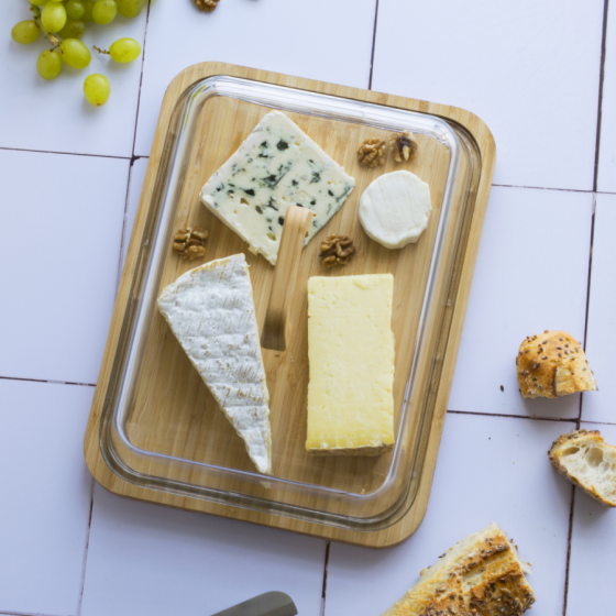 Glass and Bamboo Cheese Board